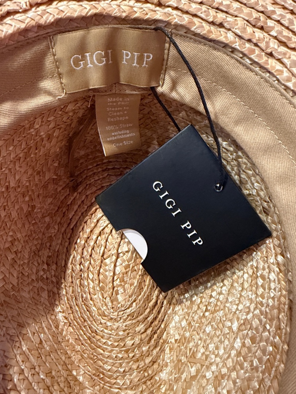 GIGI PIP Natural Straw Fedora with Brown Band - Picture 2 of 2